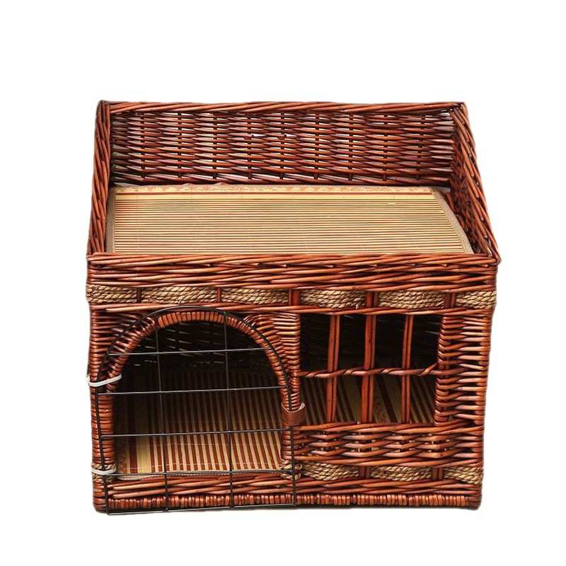 夏季猫窝四季通用藤编猫屋猫别墅房子封闭式猫窝网红猫咪窝宠物窝