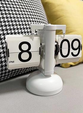 厂家复古简约家居客厅座钟小天平机械翻页时钟欧式自动翻页钟