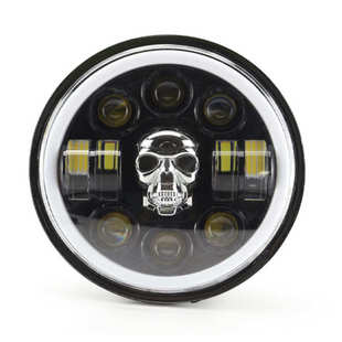 哈雷摩托车LED大灯灯改装 骷髅头牧马人6.3寸大灯越野车透镜车灯