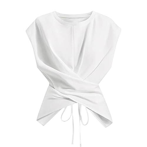 Women's Knitted Round Neck Drop Shoulder Sleeve T-Shirt