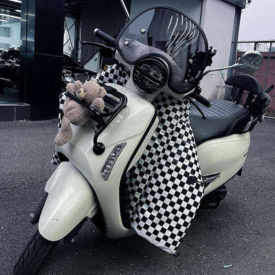 棋盘格电动车挡风被电摩冬季摩登摩托车分体加绒加厚防水加大