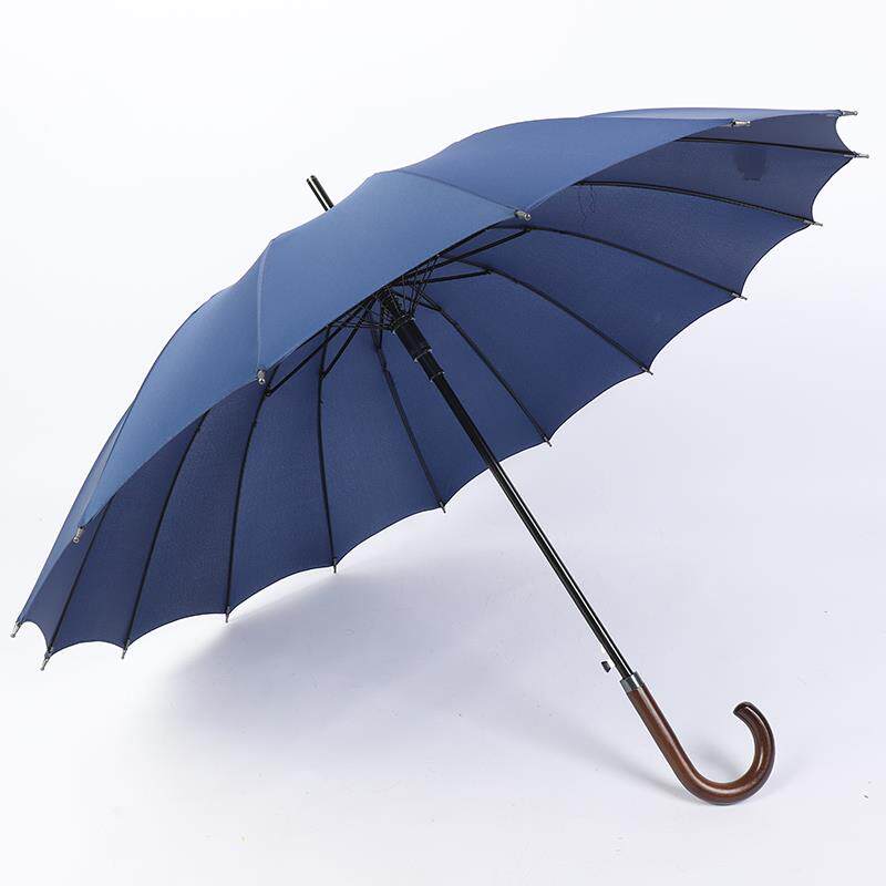 高档男士覆古商务长柄防风雨双伞大号直人加固抗木风黑色柄柄刻字
