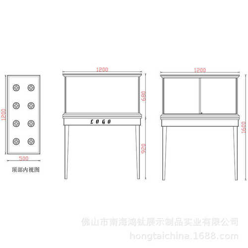 鸿钛新款橱窗首饰展示柜台厂家现货铝合金钢化玻璃陈列柜珠宝展柜