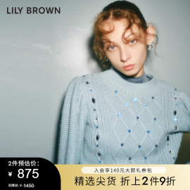 lilybrown秋冬款candy钻饰甜美蝴蝶结，针织毛衣lwnt235805