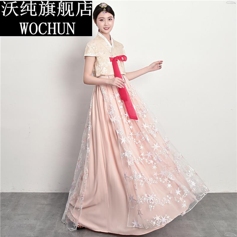 夏季新款短袖长裙套装韩服改良韩国传统女士古装朝鲜民族服装演出