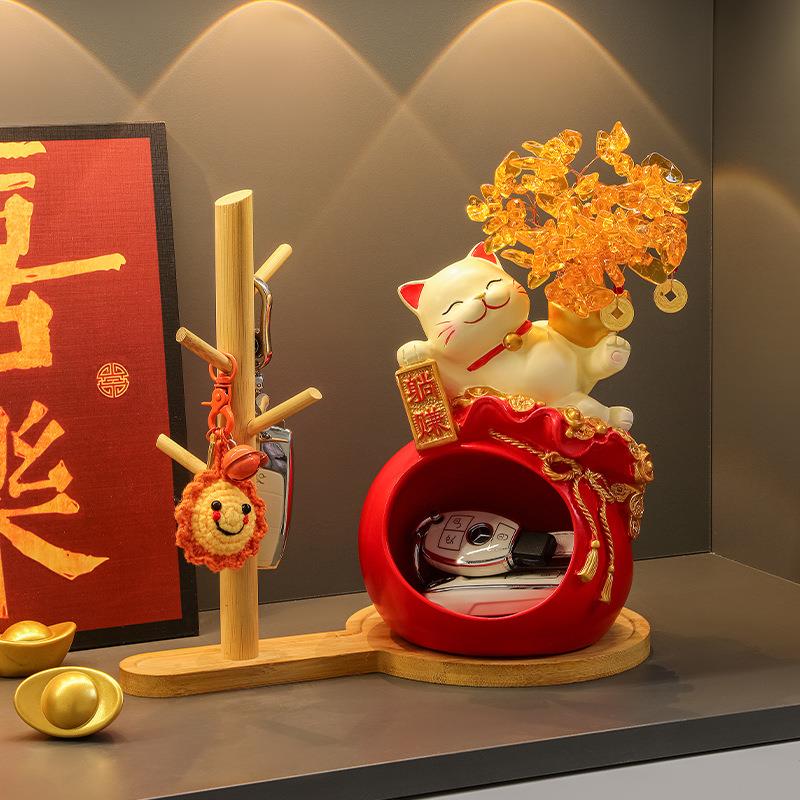 躺赢招财匙收纳摆件猫搬装家BJ1035-2乔迁之喜新居钥礼物新房入住