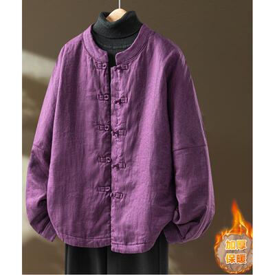 品牌折扣禅意国风唐装外套女复古夹棉加厚立领盘扣太极棉服小棉袄