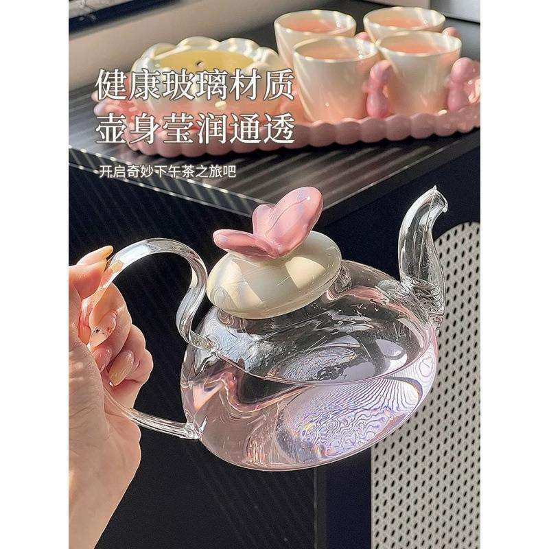 陶瓷花茶壶茶水分离茶杯套装煮水果茶下午茶蜡烛明火加热养生壶