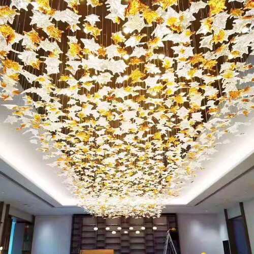 非标酒店大厅前台枫叶吊灯售楼部沙盘艺术造型别墅工程led灯