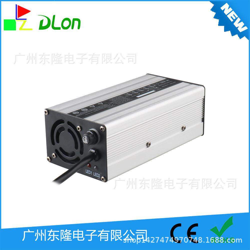 24V12A充电器 24V铅酸电池智能充电器 输出电压27.6V 铝壳带风扇