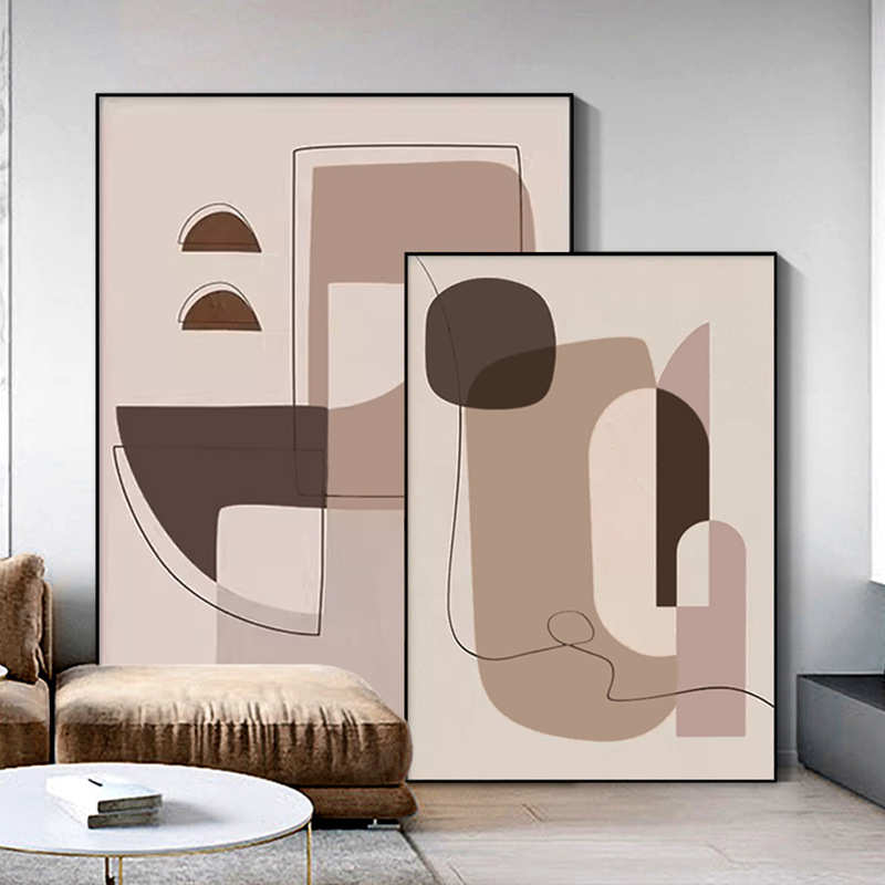 莫兰迪色现代简约抽象客厅装饰画玄关几何线条艺术沙发背景墙挂画图片