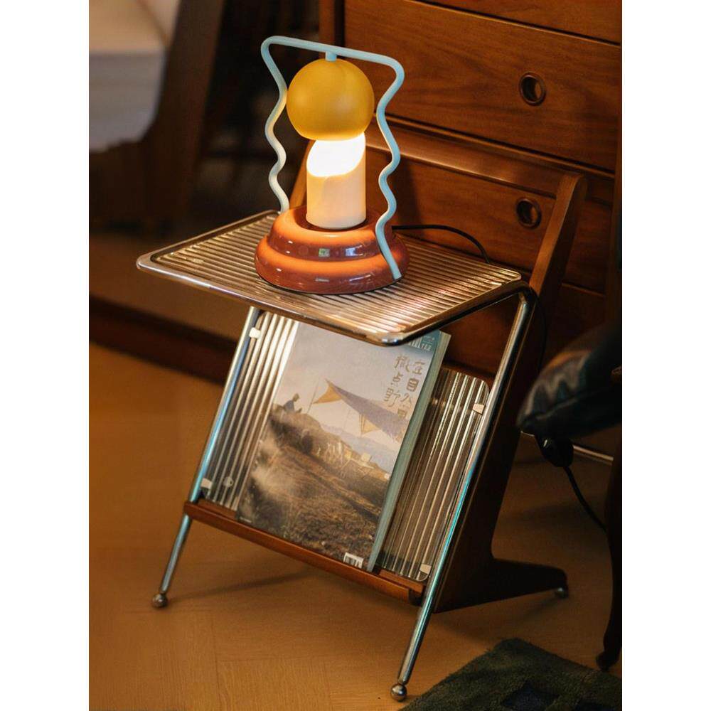 极窄床头柜复中古沙发边几创意小型胡桃置物架卧室可移动收纳柜子