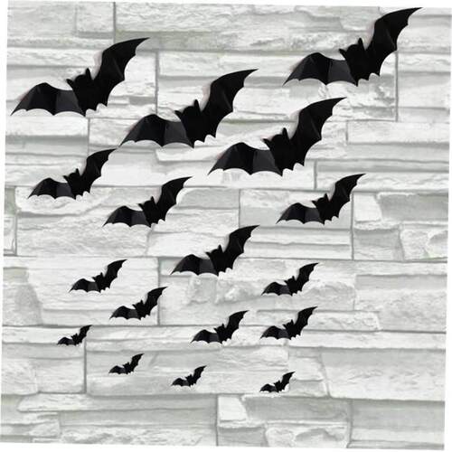 16pcs Halloween 3D black bat Wall Stickers Halloween party