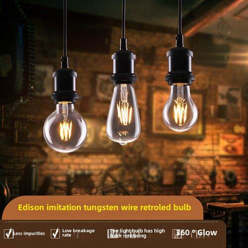 爱迪生复古LED灯泡氛围中古吊灯台灯壁灯装饰光源E27大螺口暖黄光