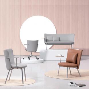 众晟家具单人沙发椅培训沙发学校长条沙发椅带写字板阅读双人沙发