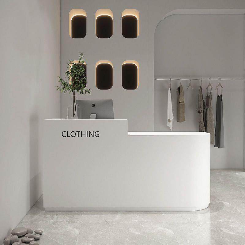 服装店收银台简约网红小型柜台理发店美容院吧台弧形前台桌接待台