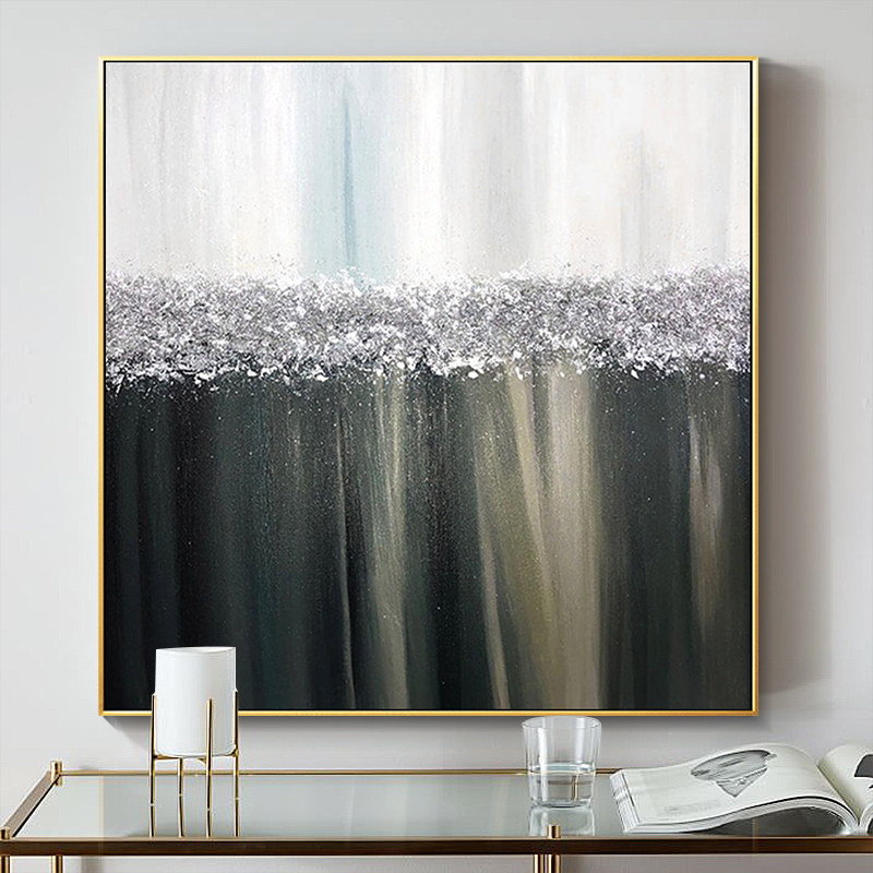 纯手绘油画现代简约客厅玄关装饰挂画创意发财树抽象轻奢别墅定制图片