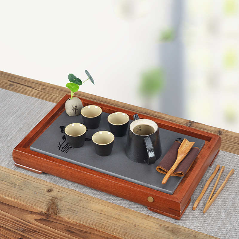 花梨木乌金石茶盘 实木家用茶台茶海 中式功夫茶具套装配件批发