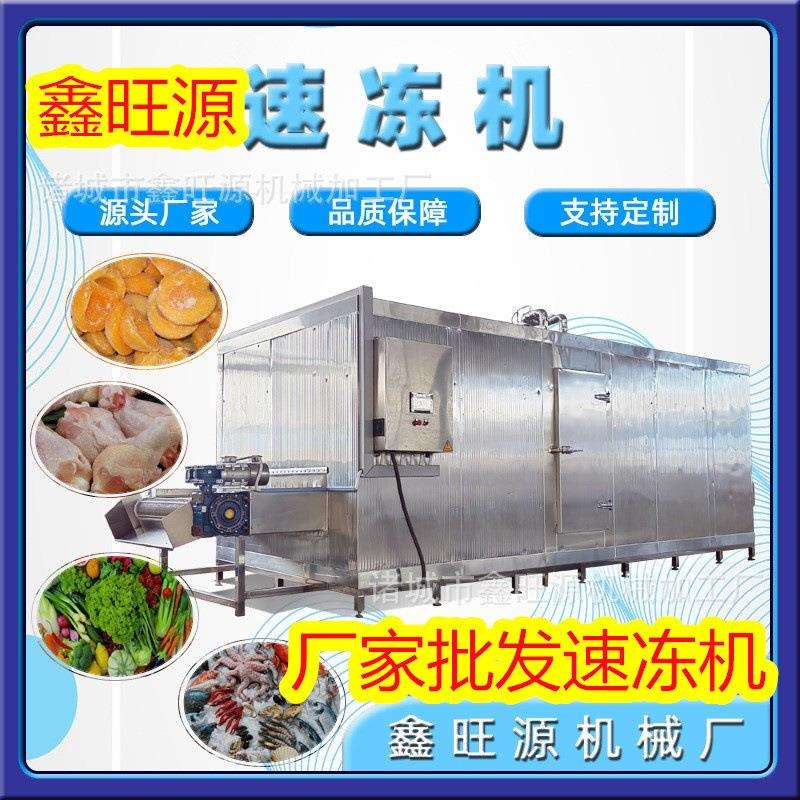 鑫旺源盒装麻辣蒜蓉小龙虾速冻设备隧道式海参低温速冻机急冻