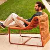 户外藤沙发阳台藤椅沙发单人设休计师民宿露天室外闲沙发椅982藤