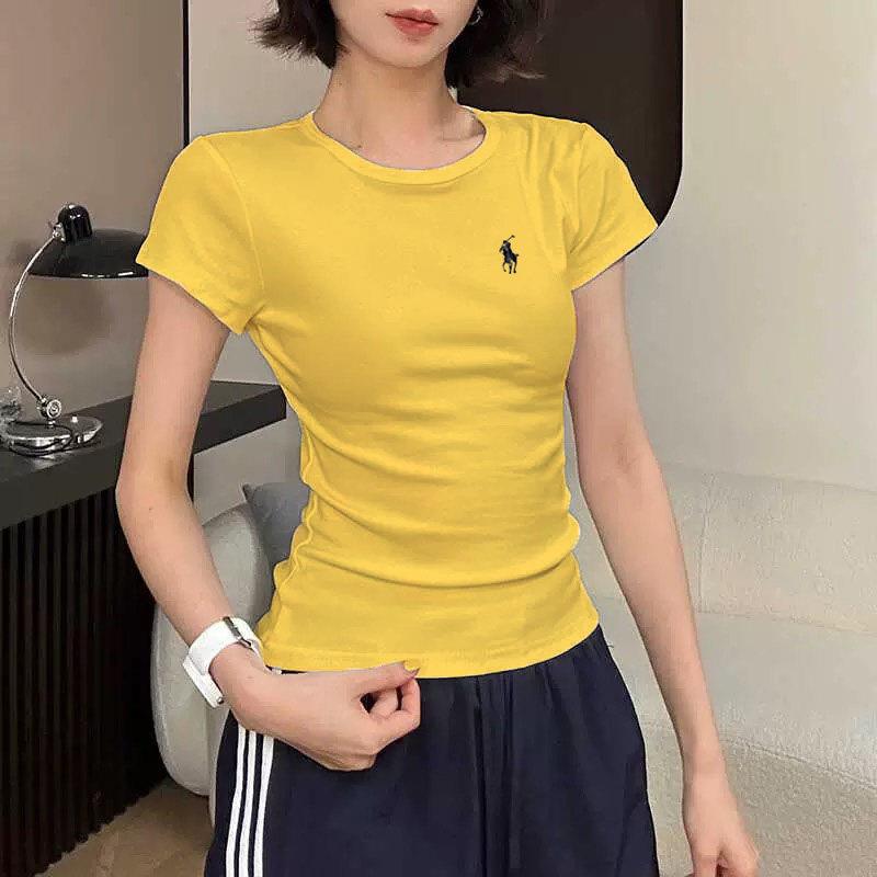 甜辣妹修身洋派圆领正肩短袖t恤女上衣2025夏季新款紧身短款T恤