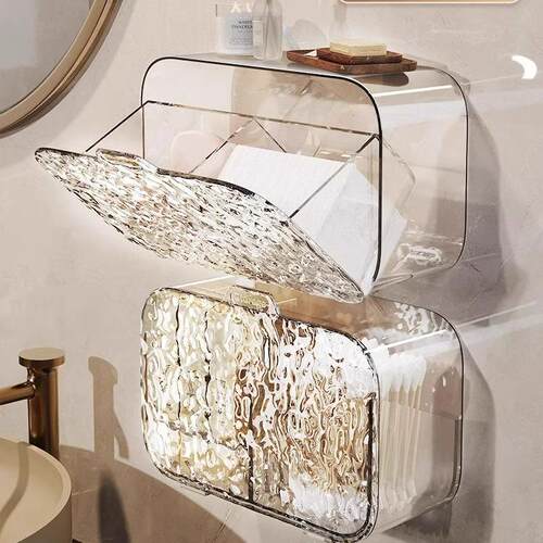 Wall-mounted transparent dust-proof compartmentalized storag