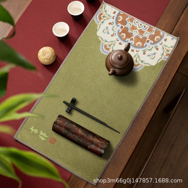 吸水茶巾中式如意棉茶布吸水毛巾茶桌茶台垫布抹布功夫茶具配件