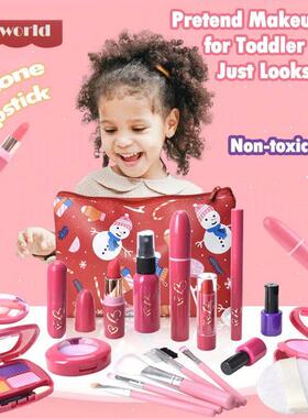 Pretend Play Makeup Toys for Girls Fake Make Up Kits Bag Tod