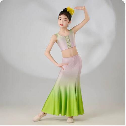 高档儿童傣舞蹈服孔雀女族童舞台表演服少舞舞儿蹈培训民族舞蹈演