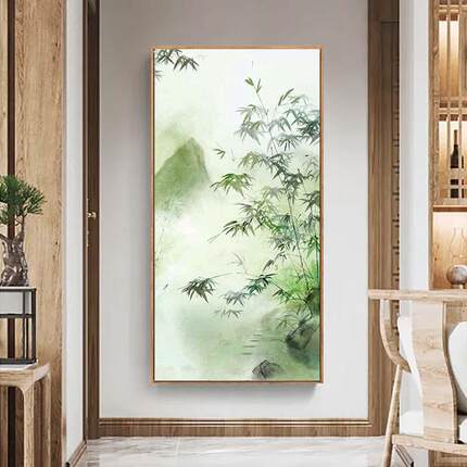 定做大芬村手油画新式玄报平安色绿客厅绘装饰墨画中关竹竹子风景