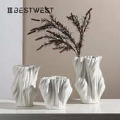 家居样板间摆件博西花瓶打印陶瓷 饰品家居桌面软3d创意插花 装