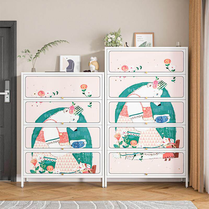 钢制鞋柜家用印花入户门口玄关大容量防尘鞋架铁艺多层储物柜