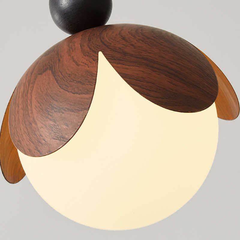 卧室床头小吊灯中古风创意花瓣复古胡桃木走廊客厅背景墙壁吊灯,家装灯饰光源,客厅吊灯,淘宝优惠券,粉丝福利购,淘宝优惠卷