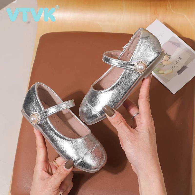 VTVK女童皮鞋宝宝公主鞋2025新款春秋真皮软底豆豆鞋儿童浅口单鞋