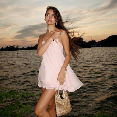 Women Summer Sleeveless Club Soild Color Dress Party