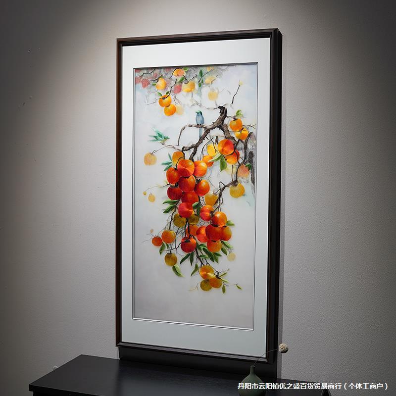 玄关新中式装画AL101617苏画绣成品挂事事如意苏画州纯客厅饰手工