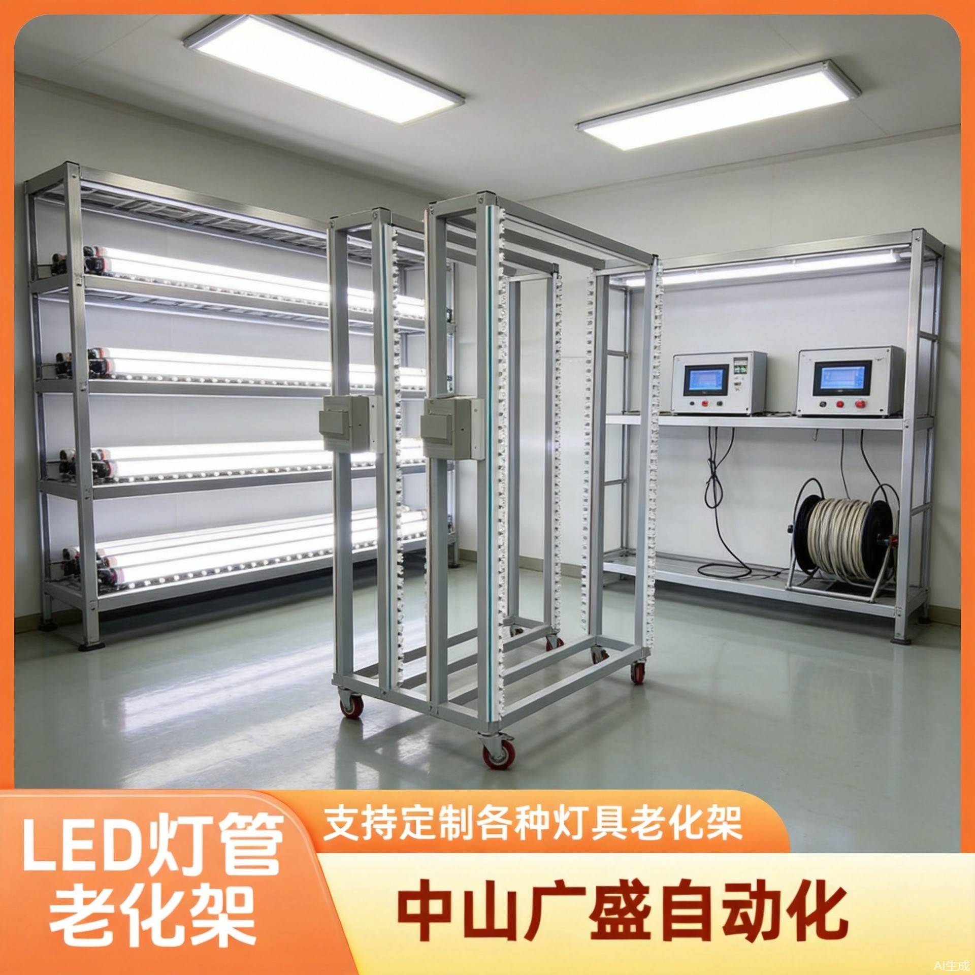 厂家定制各种灯具老化架LEDT5T8灯管带轮子测试架周转架子工作台