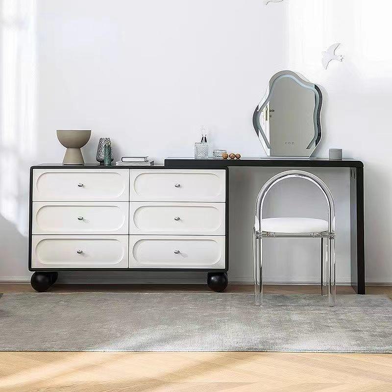 烤漆梳妆台实木卧室家用型复古风斗柜轻奢化妆台收纳柜一体化妆桌