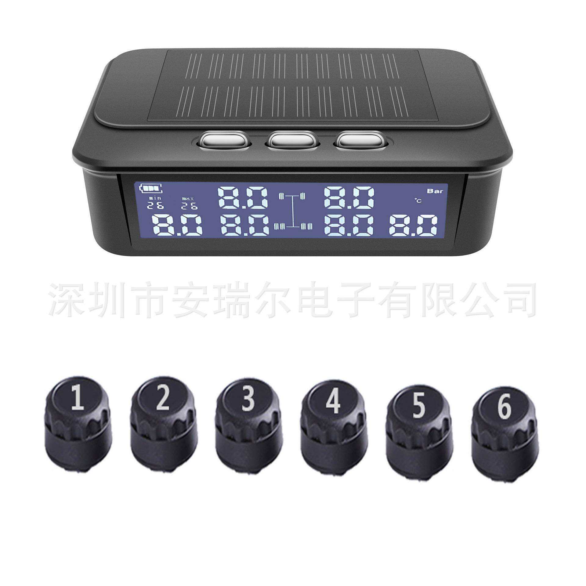太阳能无线胎压监测器TPMS房车卡车轻卡货车检测器无线便携高压