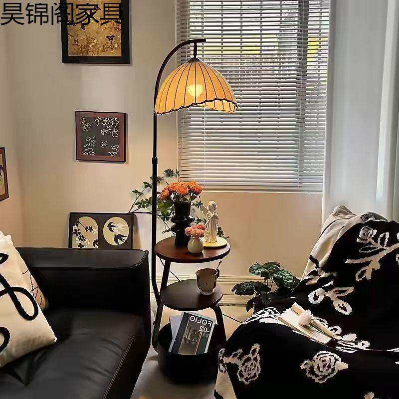 古风法式古茶落地19灯客氛围灯一体复灯中沙发卧室床头厅柜置物几