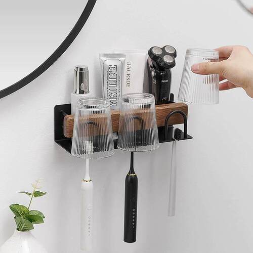 洗手间牙刷置物架化妆室漱口杯刷牙杯子收纳层架轻奢牙刷挂架牙刷