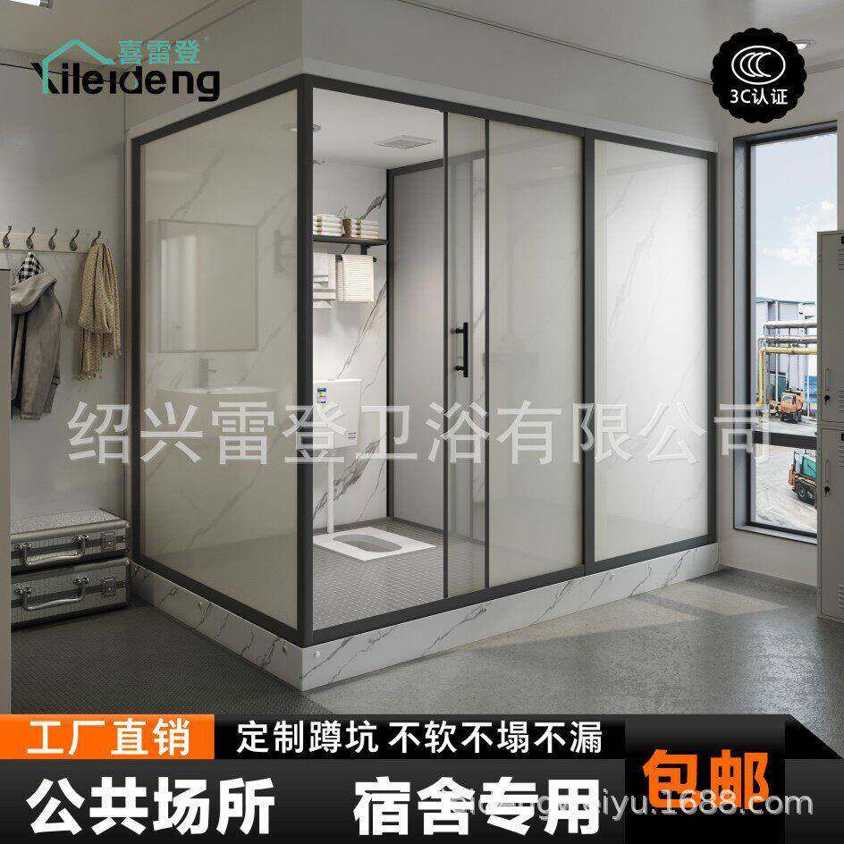 蹲厕淋浴房一体式家用洗澡间移动蹲位厕所农村蹲坑室内整体卫生间