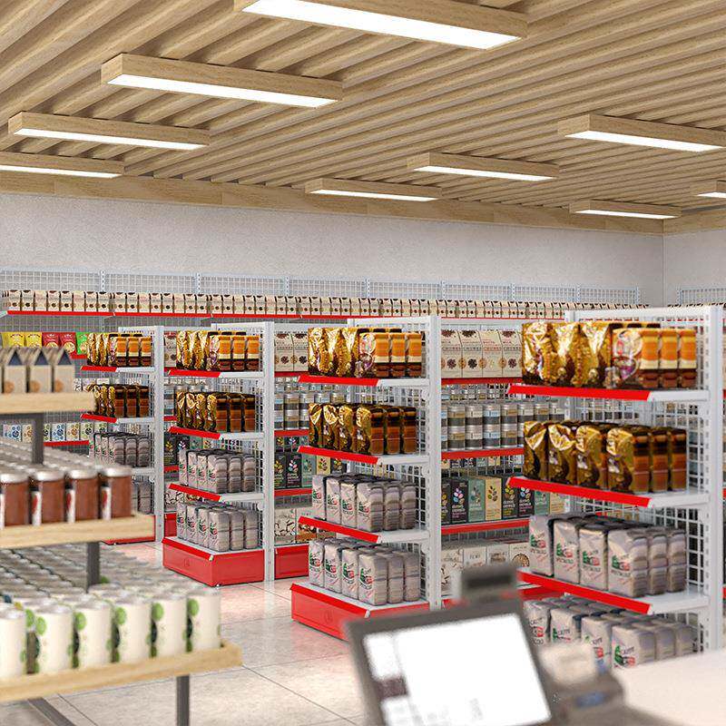 便利店零食货架展示架超市杂货店背网式饮料货架文具店组合陈列架图片