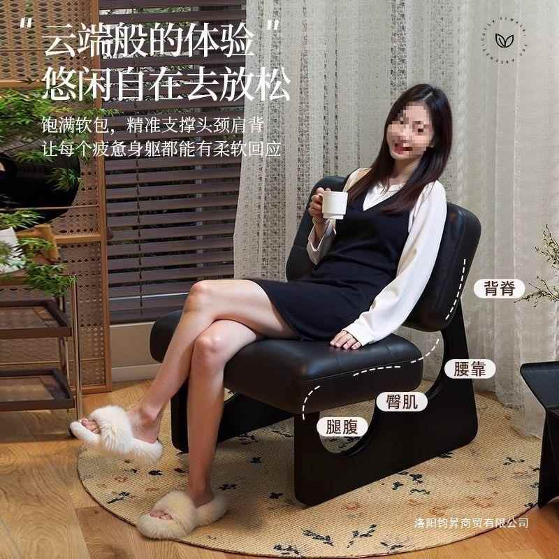 单人沙发椅中风实木休闲椅座椅靠复古无品牌/油蜡皮沙师发椅古设
