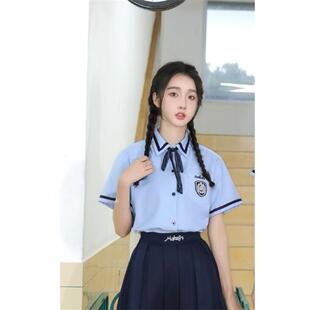 正品初中生夏季毕业班服j制服套高衬中生小装学生k学院风短袖衫演
