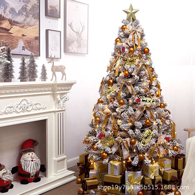 圣诞树家用套餐1.5/1.8/2.1/3米4加密植绒落雪圣诞节商场橱窗装饰