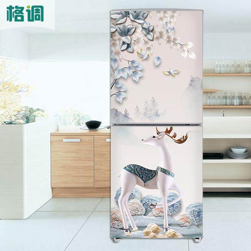 现代抽象麋鹿冰箱翻新贴防水墙贴冰箱贴艺术复古小鹿柜机空调贴纸