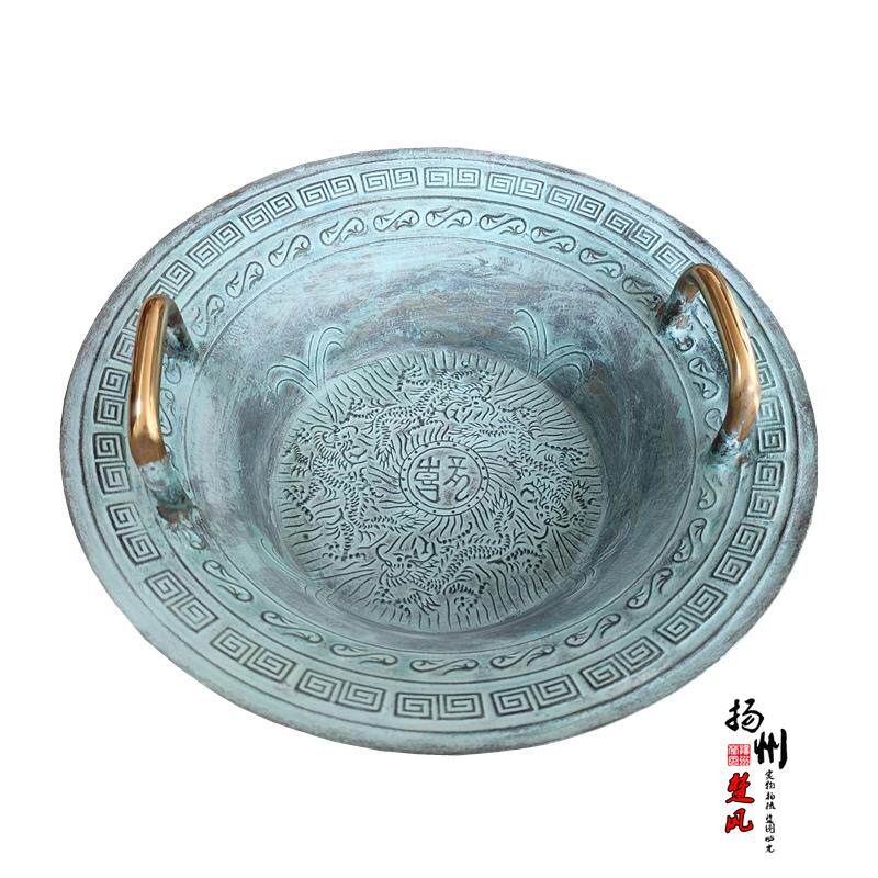 仿古青铜器龙洗盆婚庆铜盆跳水共振盆加厚鱼洗沃盥礼器匜金盆洗手
