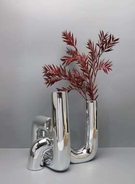 北创欧客意0703电镀银色花器树脂装饰摆件样板居间电视柜家桌面厅