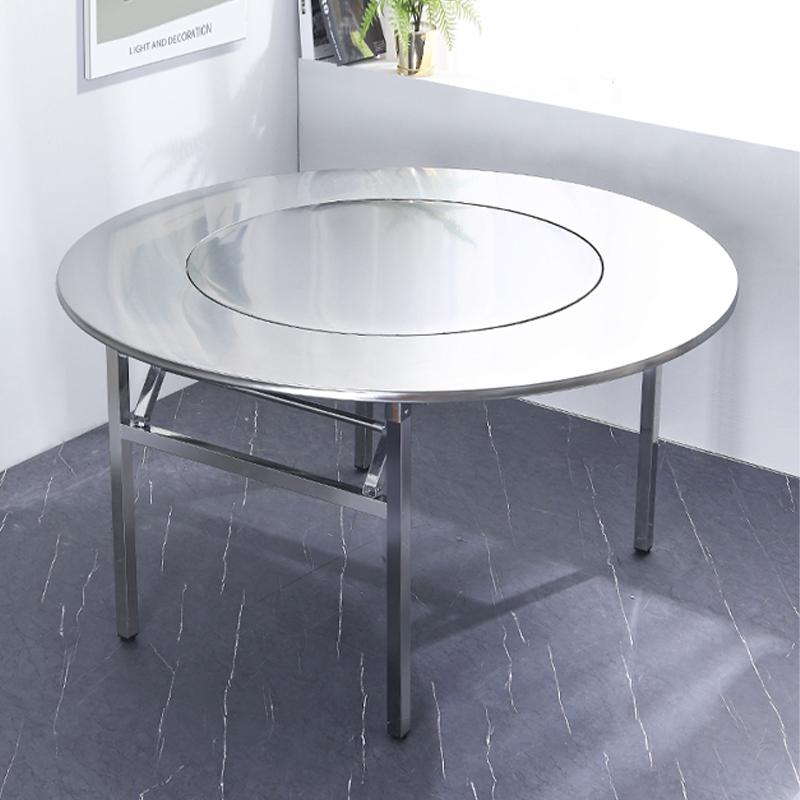 不锈钢圆桌可折叠厨房餐桌内置转盘烤火桌子新款家用简约饭桌方桌